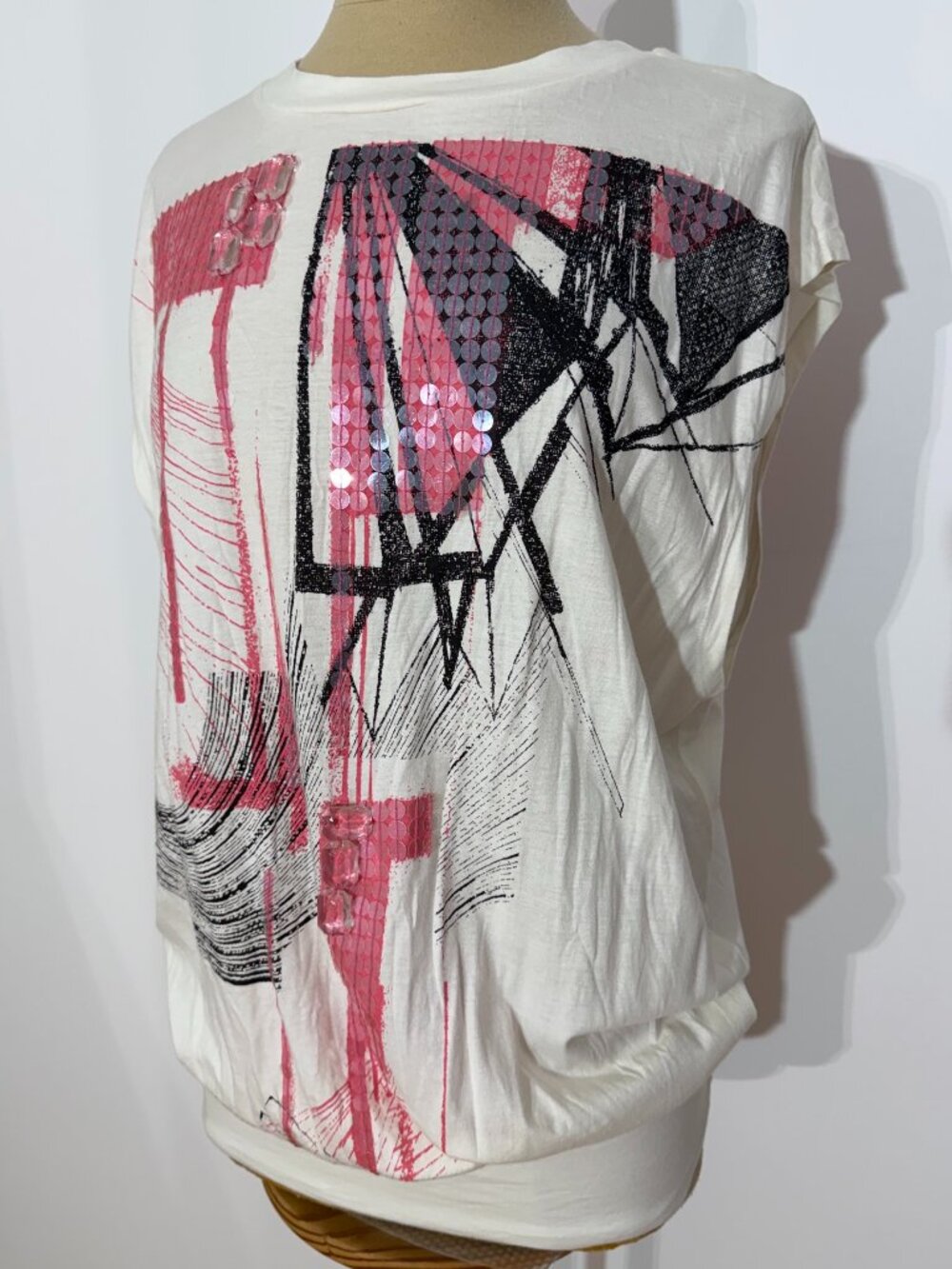 Rare Diesel Vintage Sequin Graphic Print T-Shirt Tunic Top NWT